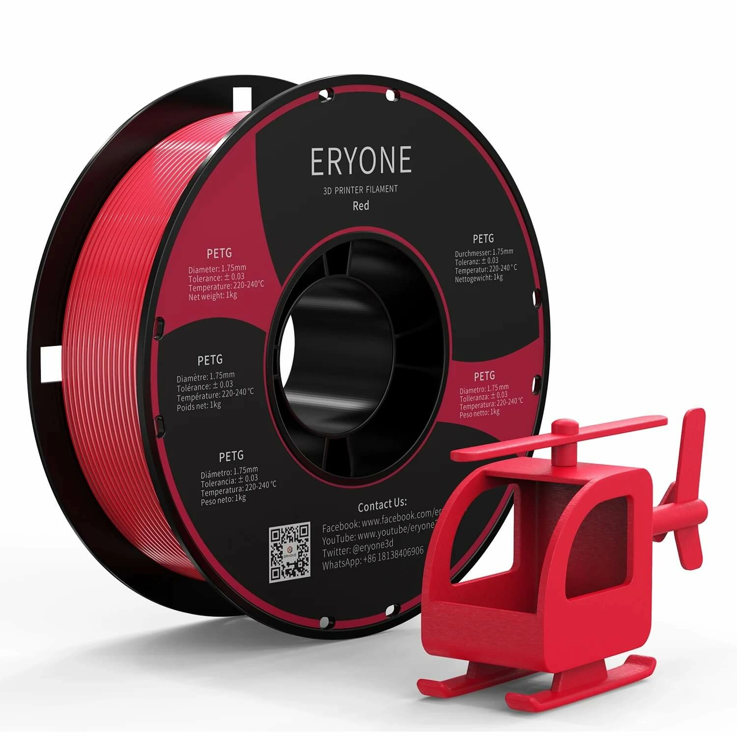 PETG plastik 1.75 mm ERYONE krasnyj 1 kg