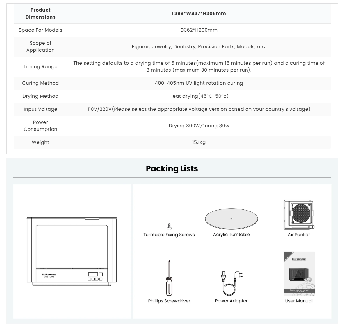 Uniformation Cure3 ultra -info 3