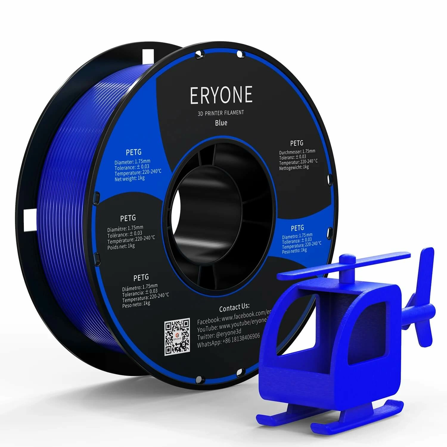 PETG plastik 1.75 mm ERYONE blue 1 kg PETG plastik 1.75 mm ERYONE blue 1 kg