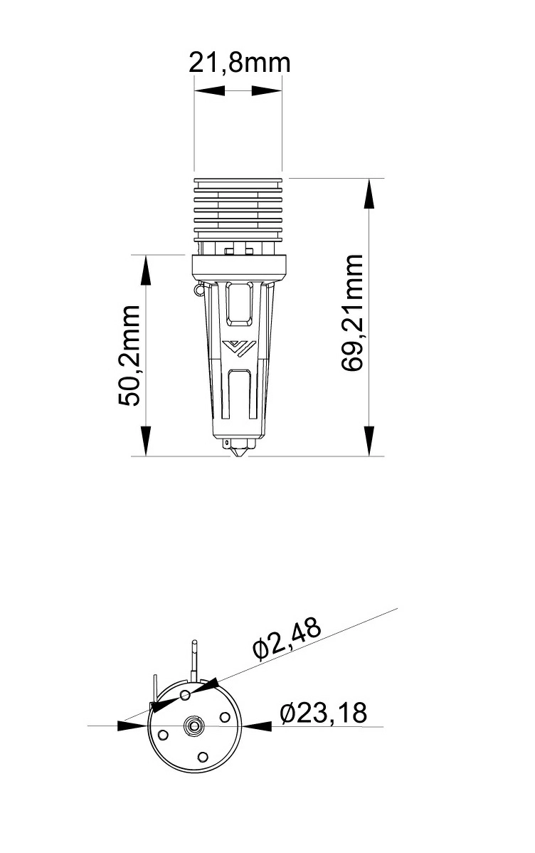 Скоростной металлический хотэнд Goliath Air Mellow размеры