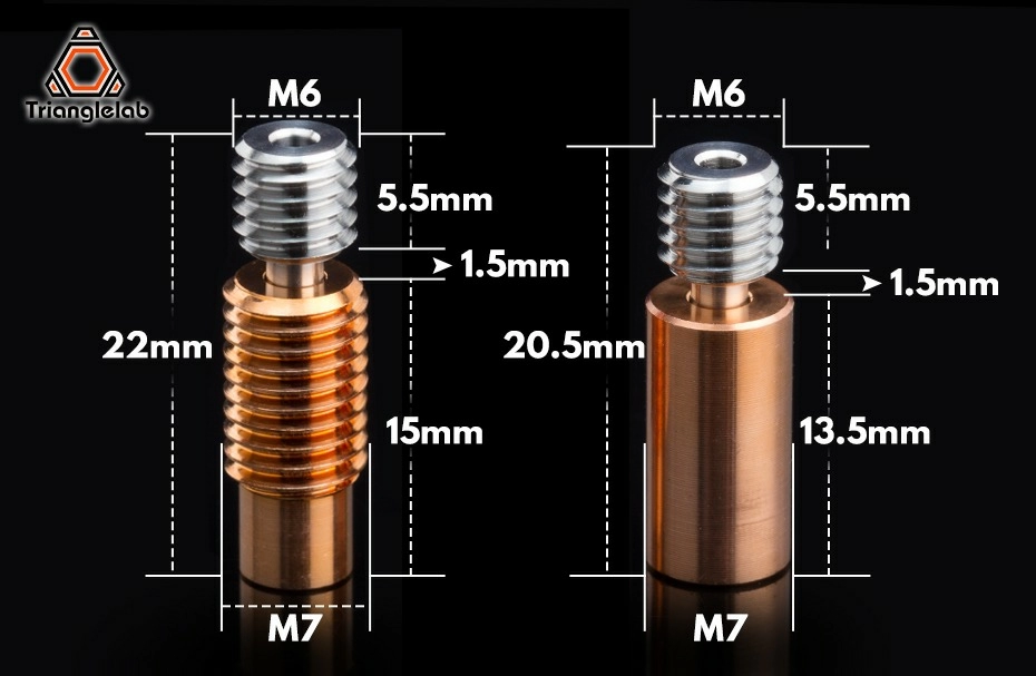 Термобарьер V6 гладкий Bi-Metal титан-медь Trianglelab-2