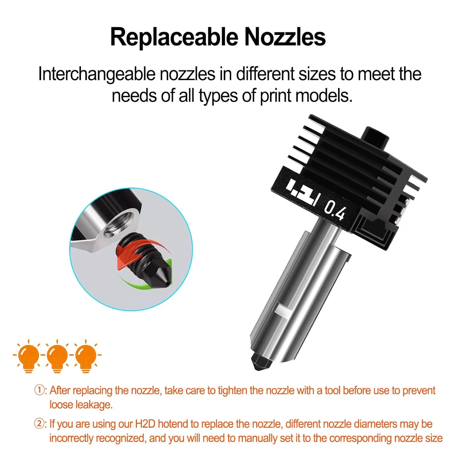 Bambu Lab H2D 3D Printer Standard Model Hardened Steel Hotend Nozzle 4