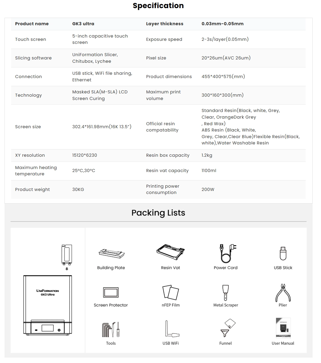 Uniformation GK3 Ultra-list