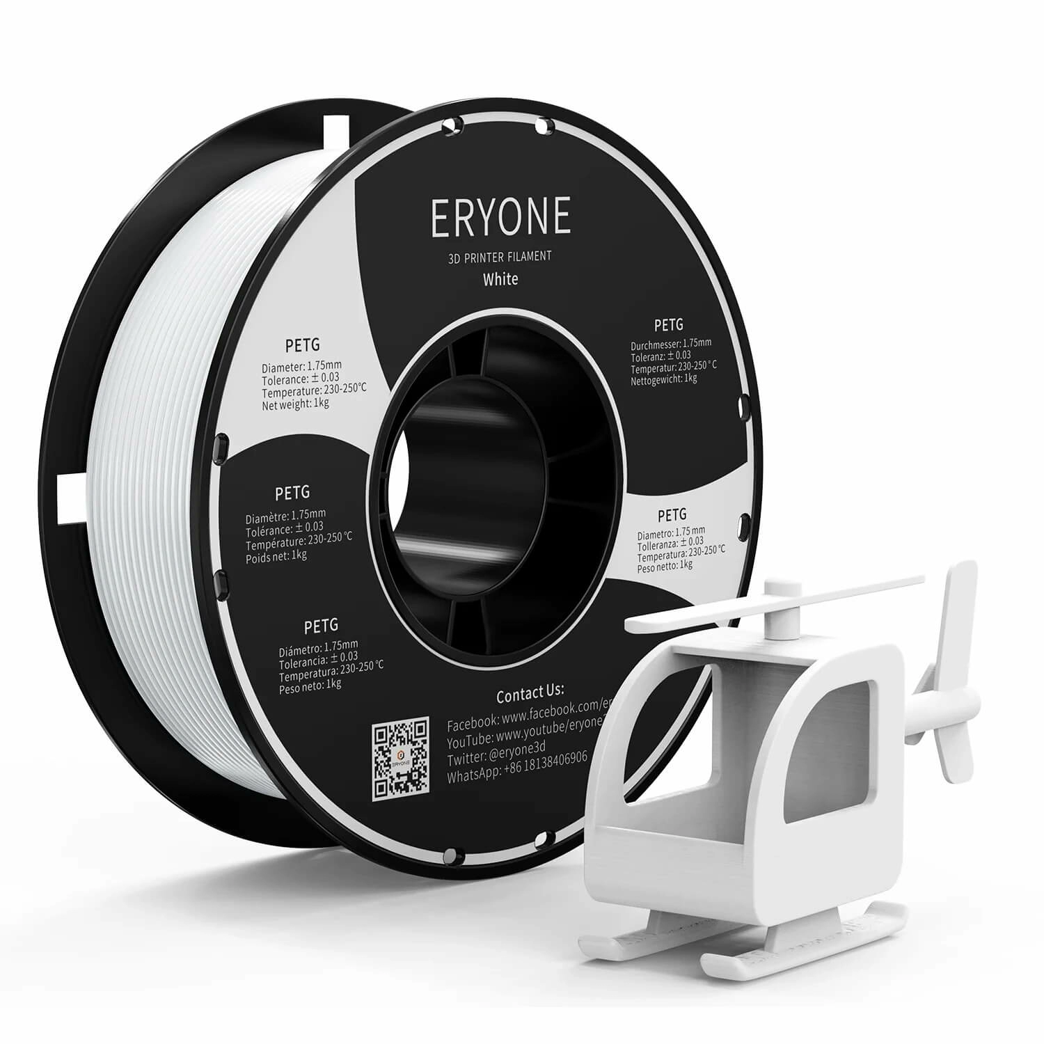 PETG plastik 1.75 mm ERYONE white 1 kg PETG plastik 1.75 mm ERYONE white 1 kg
