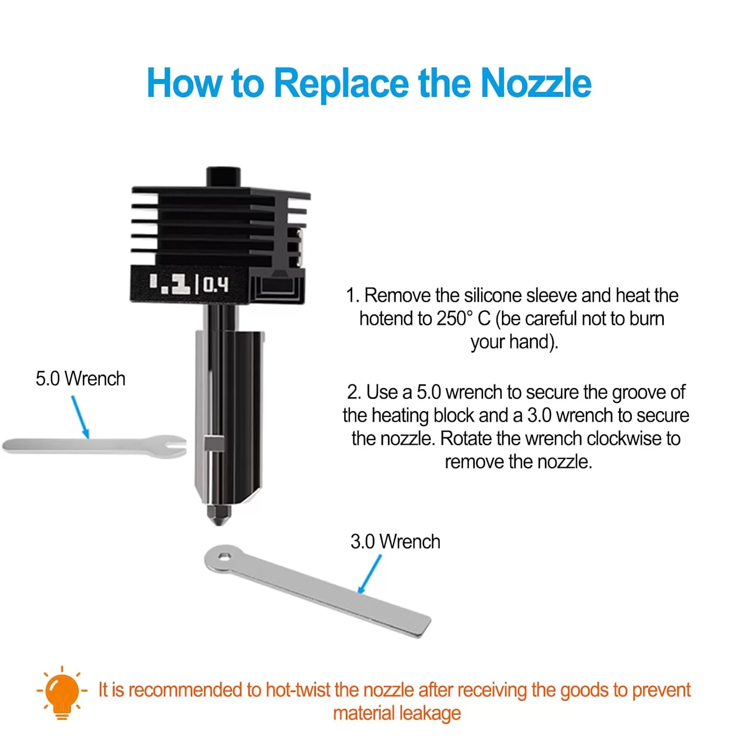 Bambu Lab H2D 3D Printer Standard Model Hardened Steel Hotend Nozzle 3
