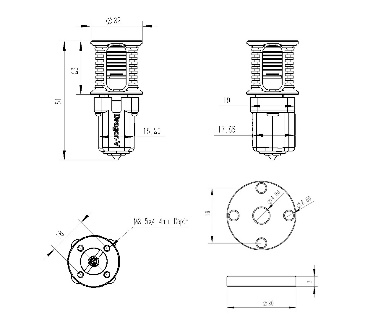 Hotend Dragon ACE PT1000 Trianglelab 8