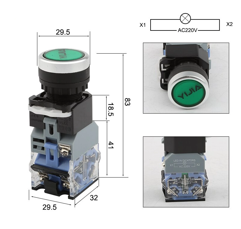 Knopka upravleniya YJ-139-LA38, zelenaya 4