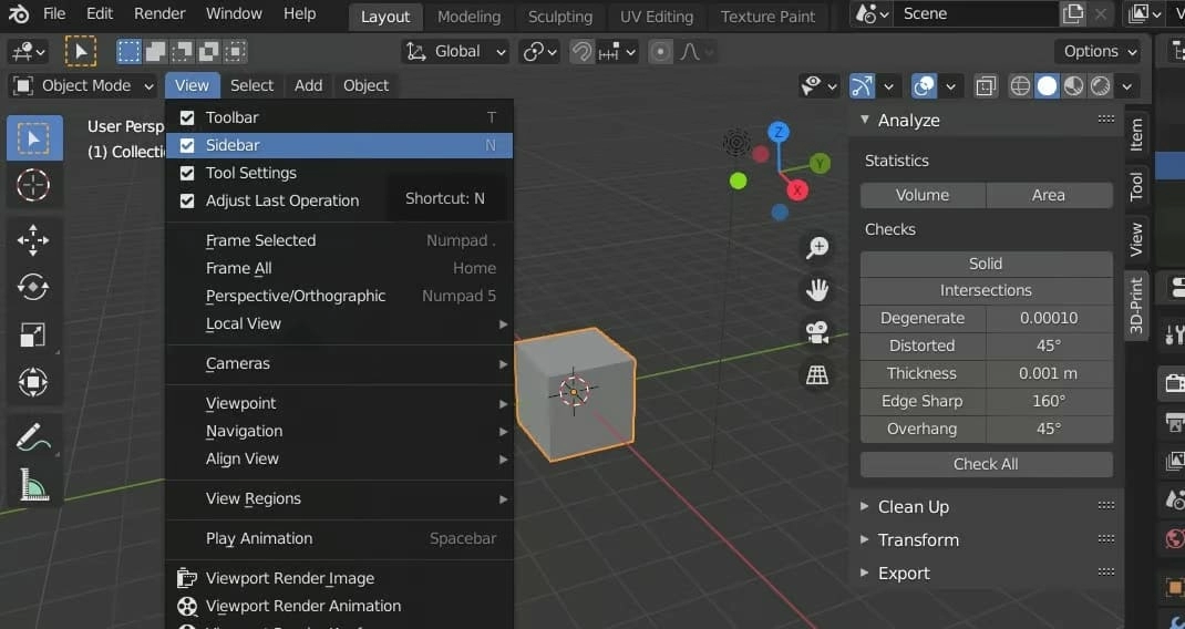 Панель инструментов в Blender