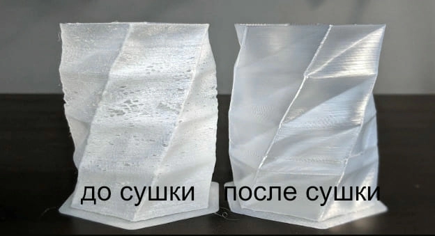 До/после сушки Sunlu FilaDryer E2