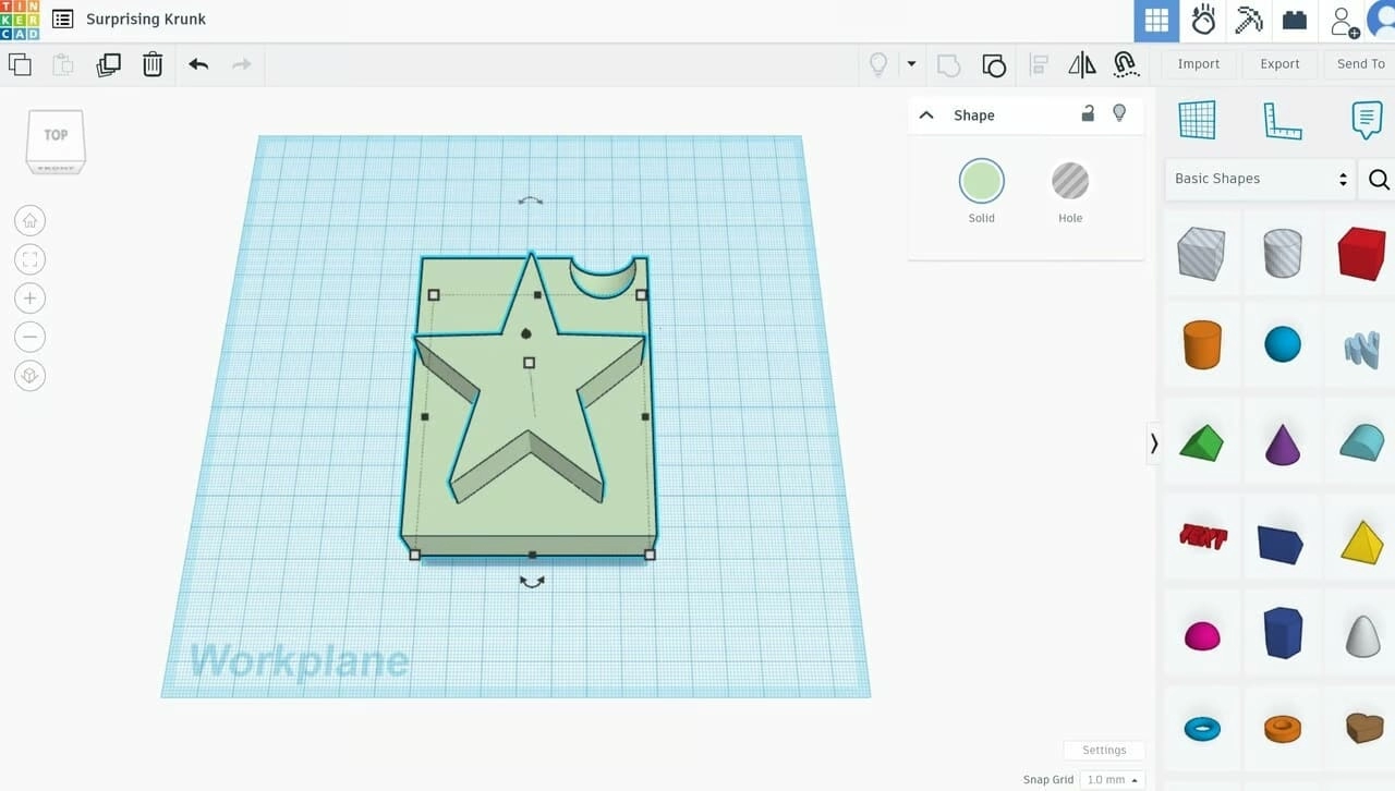 Импорт модели на рабочий стол в Tinkercad
