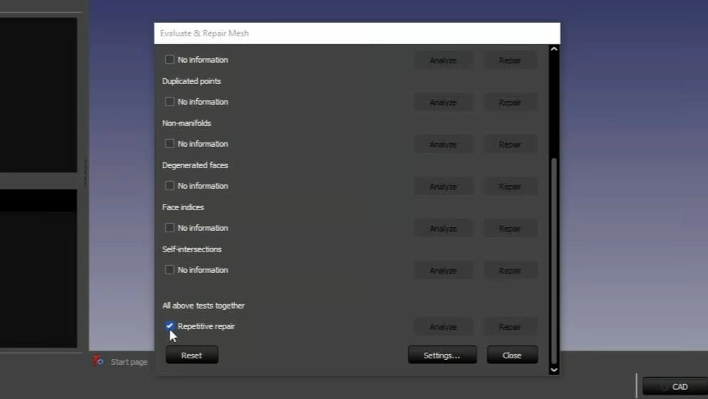Инструмент для восстановления STL-файлов в FreeCad