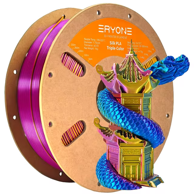 PLA Silk трехцветный Gold Blue Purple