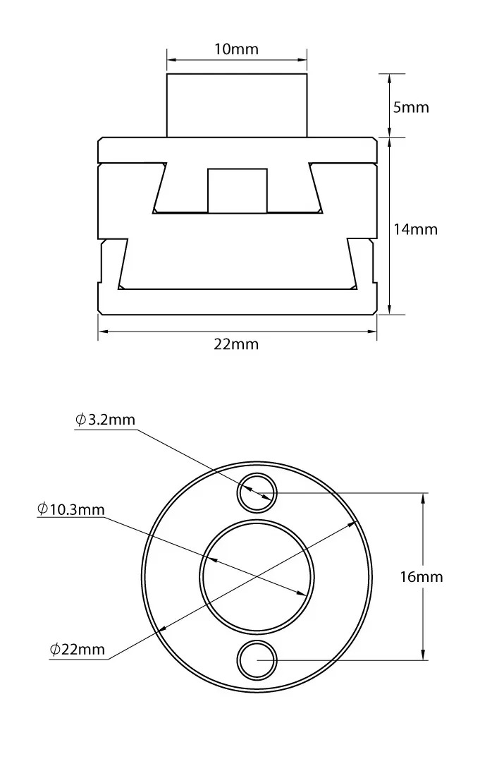 Муфта Mellow NF Oldham винта TR8-2 двухзаходная-2 размеры