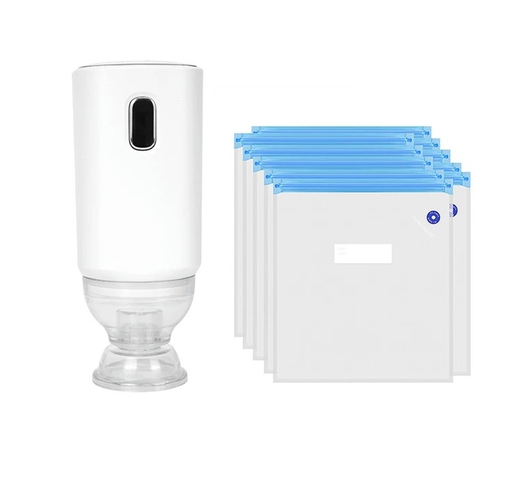 Mnogorazovye vakuumnye pakety 10 sht + kompressionnyj nasos 0