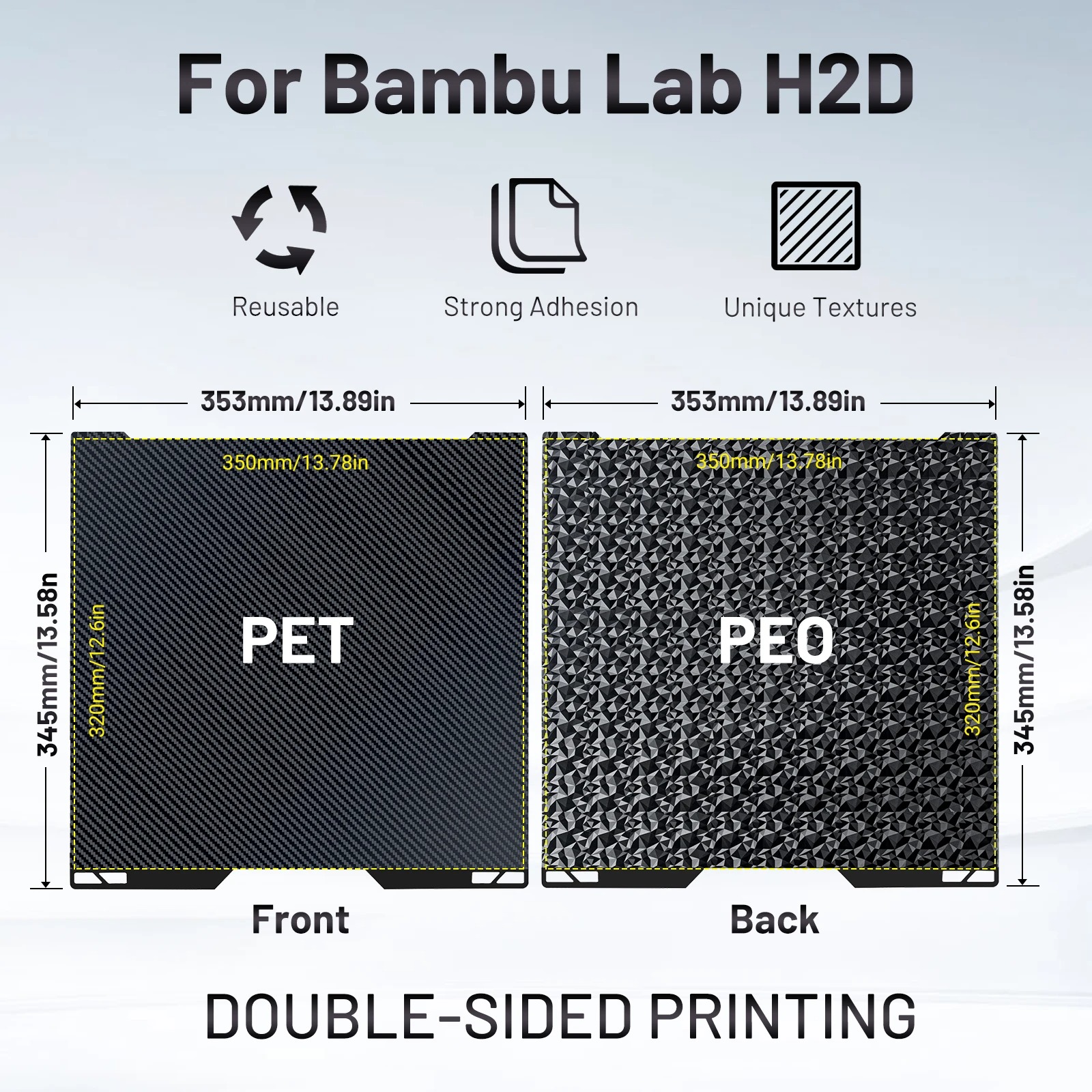 Стальная пластина с двухсторонним покрытием PEI-PEO-Bambu Lab H2D