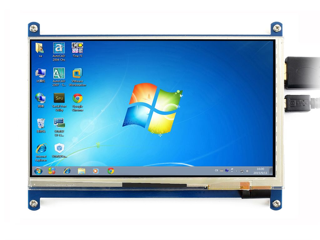 Сенсорный емкостной IPS LCD (C)-дисплей Raspberry Pi Waveshare, HDMI, 1024x600 / 7”