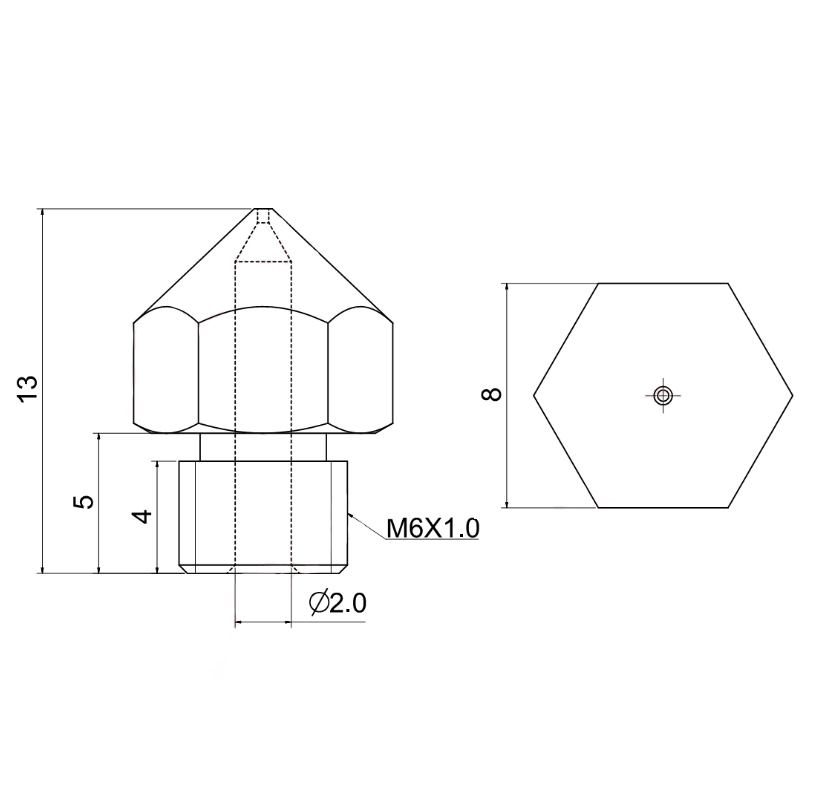 High-Temperature-Nozzle MK8-Hardened-Steel-Trianglelab-razmery