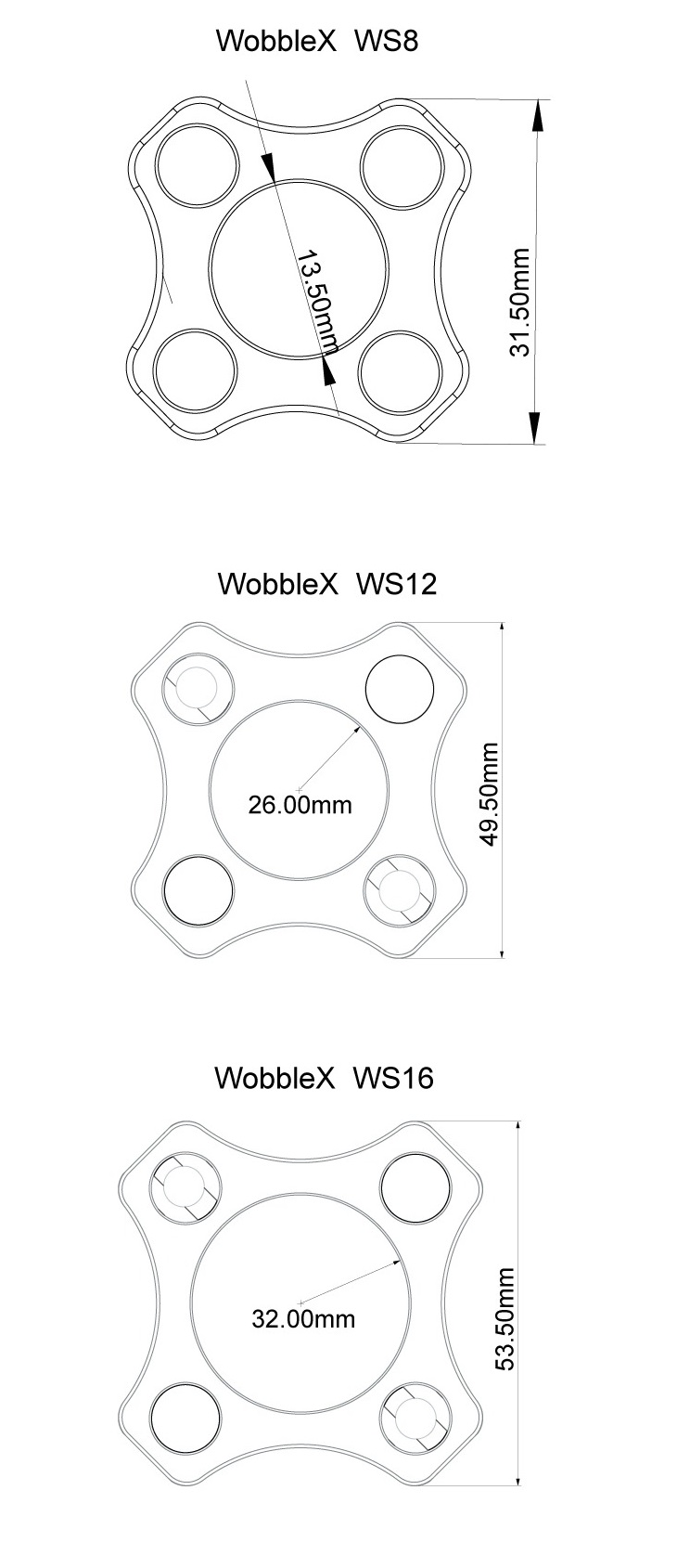 Антивоблинговая проставка Mellow NF WobbleX WS8 размеры