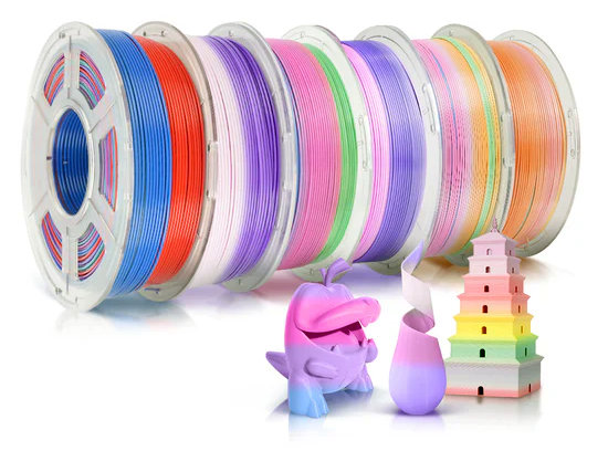 PLA+ Шелковый радужный и многоцветный